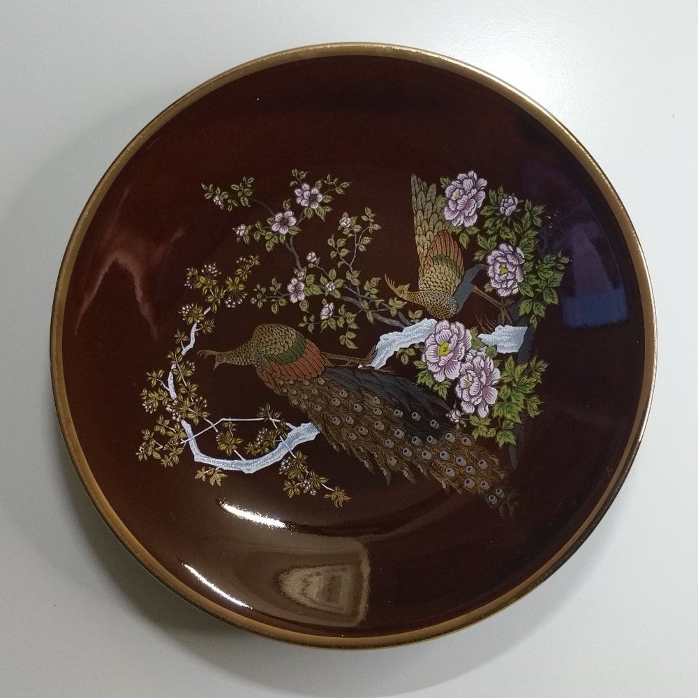 Decorative Plate 2 Peacock Floral